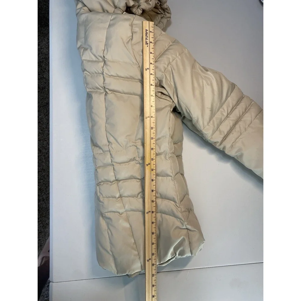 Calvin Klein Jacket Woman Medium White Hooded Goose Down Puffer Full Zip Coat‎